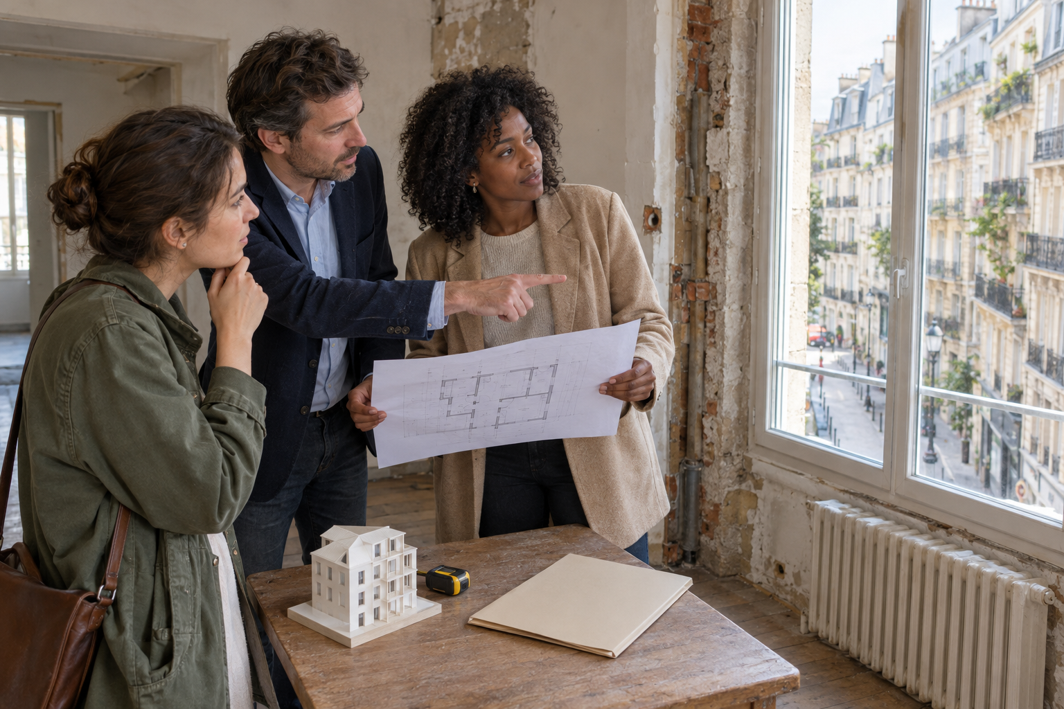 Acheteurs examinant un dossier de financement et leur budget