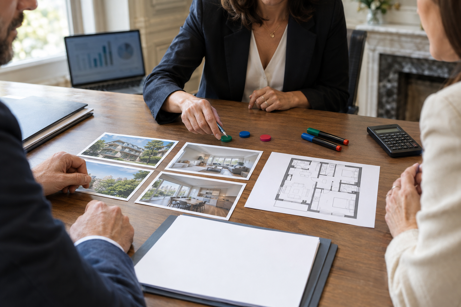 Conseiller expliquant les étapes du premier achat immobilier