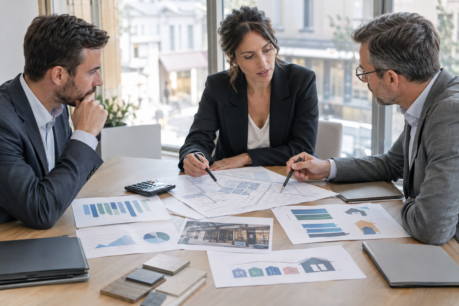 Investisseur examinant les chiffres de rentabilité d’un bien commercial