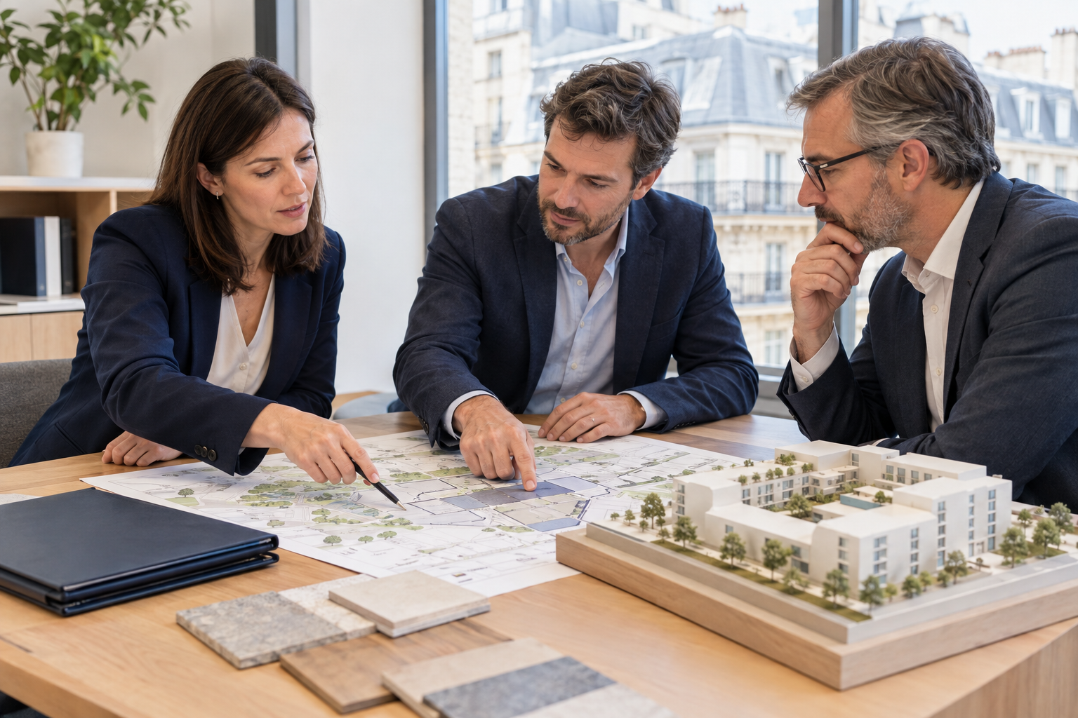 Visite de locaux professionnels vacants avec un agent immobilier