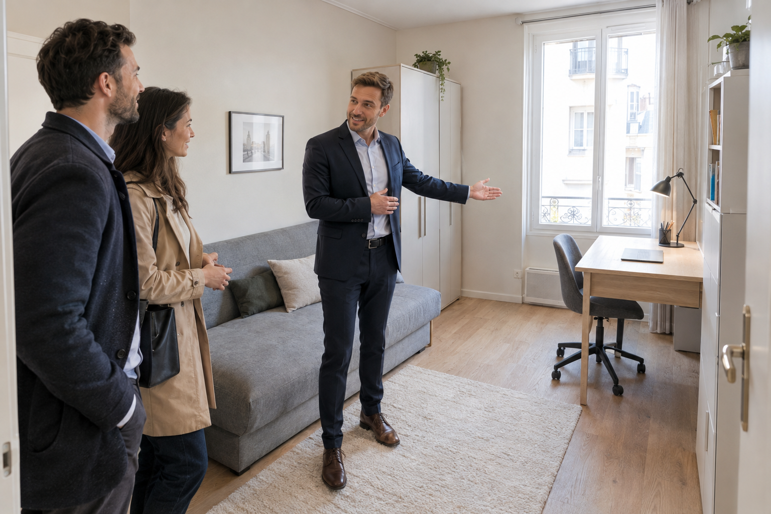 Chambre réaménagée avec linge clair et décoration minimaliste