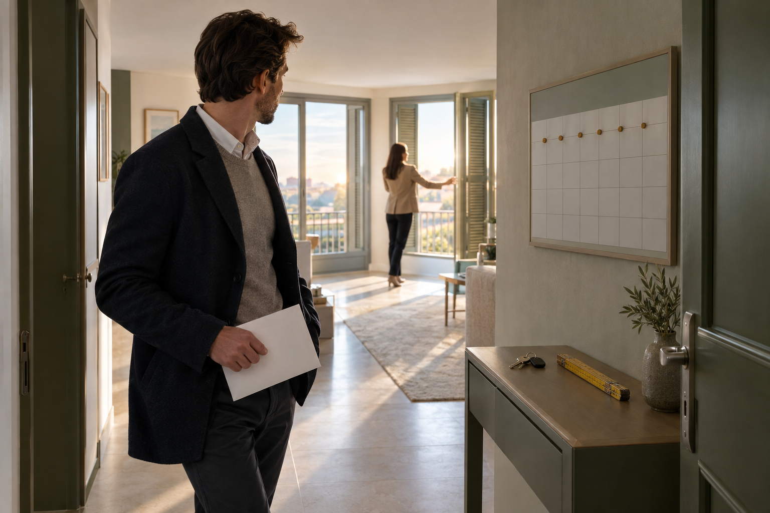 Propriétaire remettant un avis de vente à son locataire