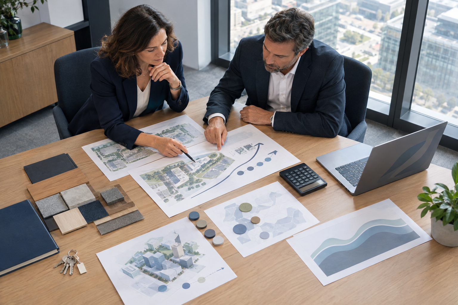Dirigeant comparant des offres d’achat et de location de bureaux