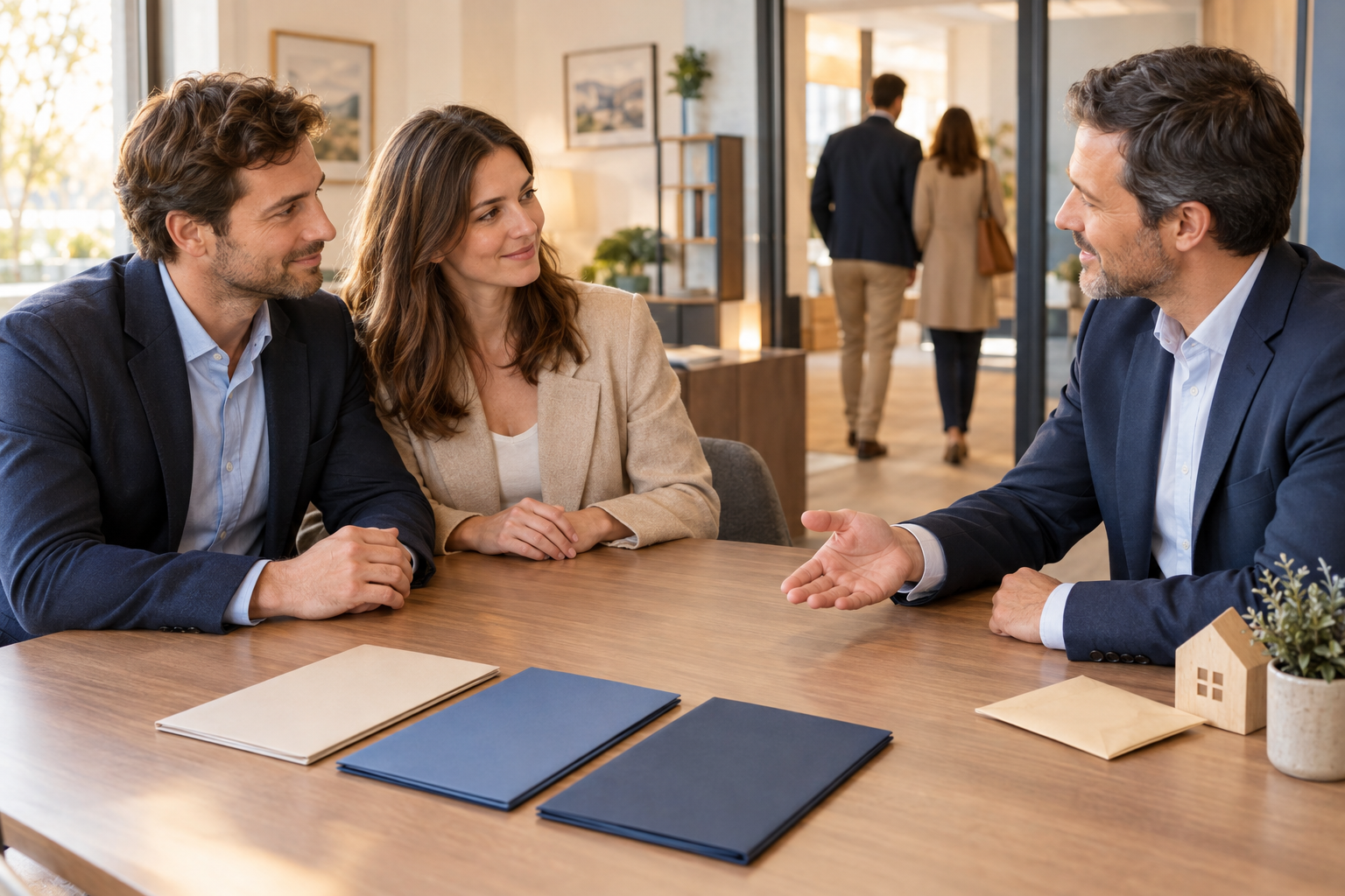 Couple examinant une marge de sécurité avant un achat immobilier
